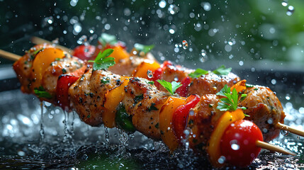 shish kebab on skewers