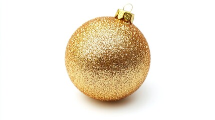 Glitter gold christmas ball isolated on white background. Christmas design