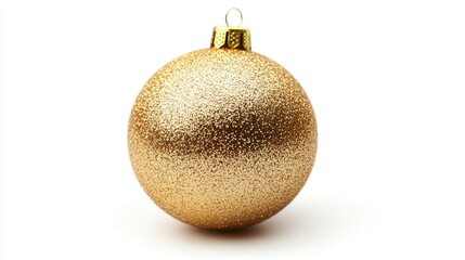 Glitter gold christmas ball isolated on white background. Christmas design
