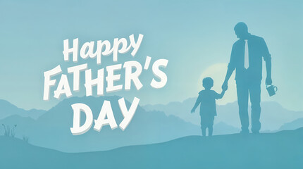 Father and child walking together in a touching Father's Day greeting, symbolizing love, family bonding, and parental appreciation