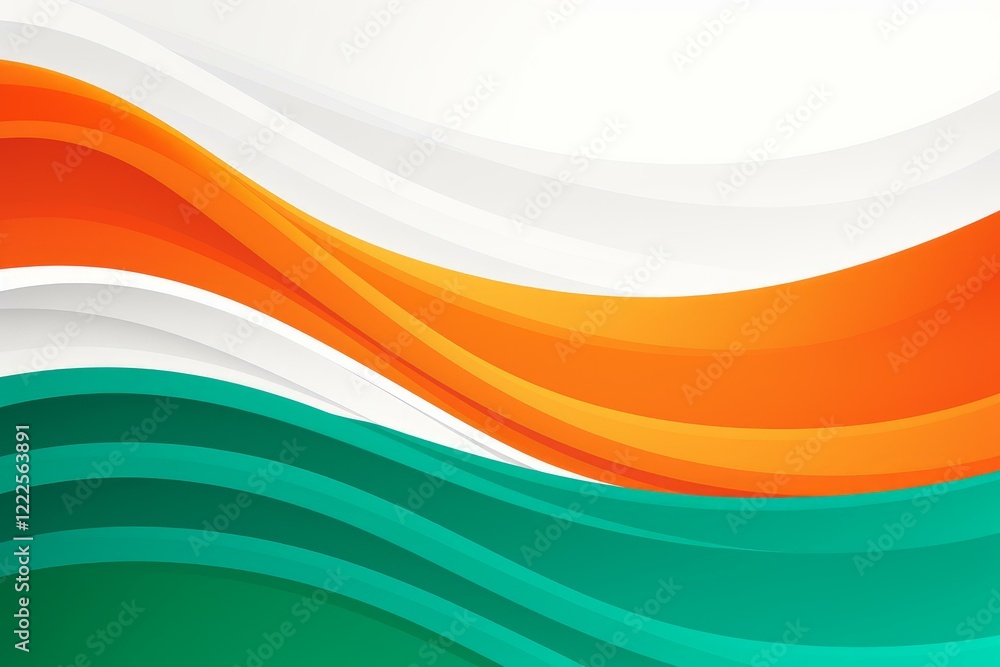 Aufkleber Smooth flowing lines and curves in vibrant orange and teal green create a visually appealing abstract background, perfect for modern designs