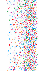 Colorful Sprinkles Falling on White Background Create a Vibrant and Festive Atmosphere.