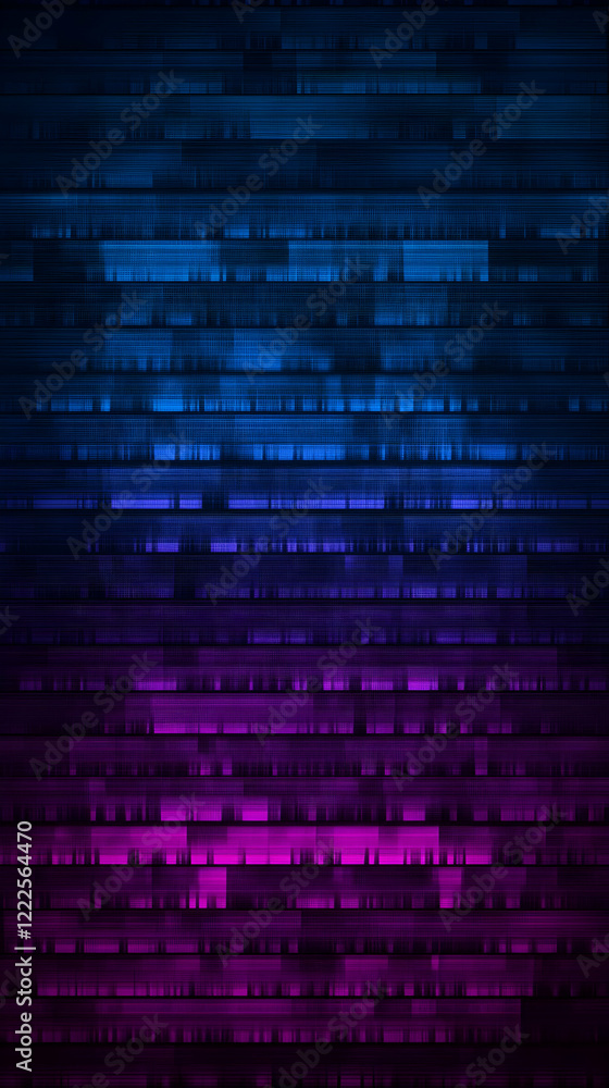 Poster abstract background creates a dynamic visual with blue and purple gradient, horizontal lines, and gl