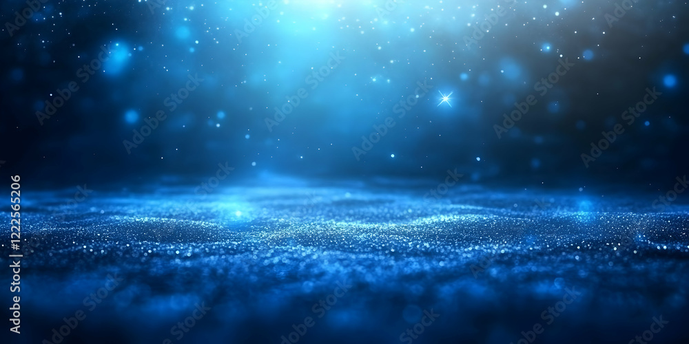 Poster abstract blue glitter background creates a magical and dreamy atmosphere with soft focus and bokeh e