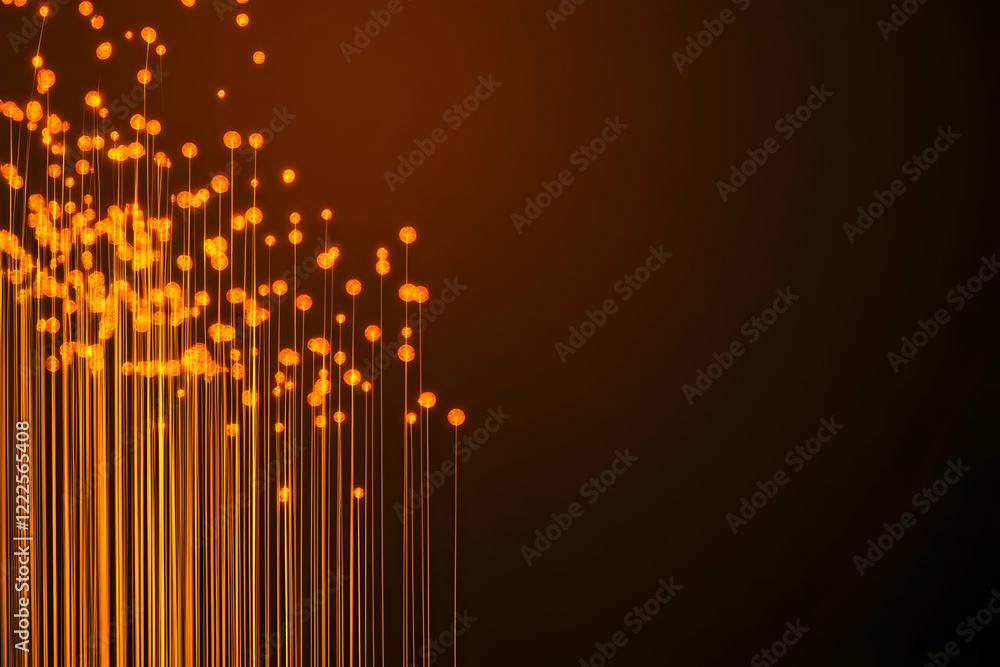 Aufkleber abstract background with glowing orange lines and dots creates a dynamic visual with dark brown back