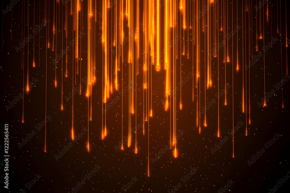 Poster abstract background with glowing orange lines falling downward dynamically