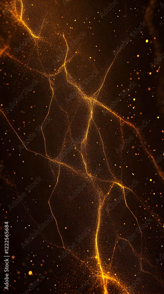 Aufkleber abstract gold particles flowing and glowing on a dark background, creating a dynamic visual
