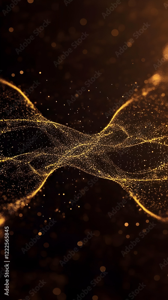 Aufkleber abstract gold particles flow gracefully and dynamically across a dark background, creating an elegan