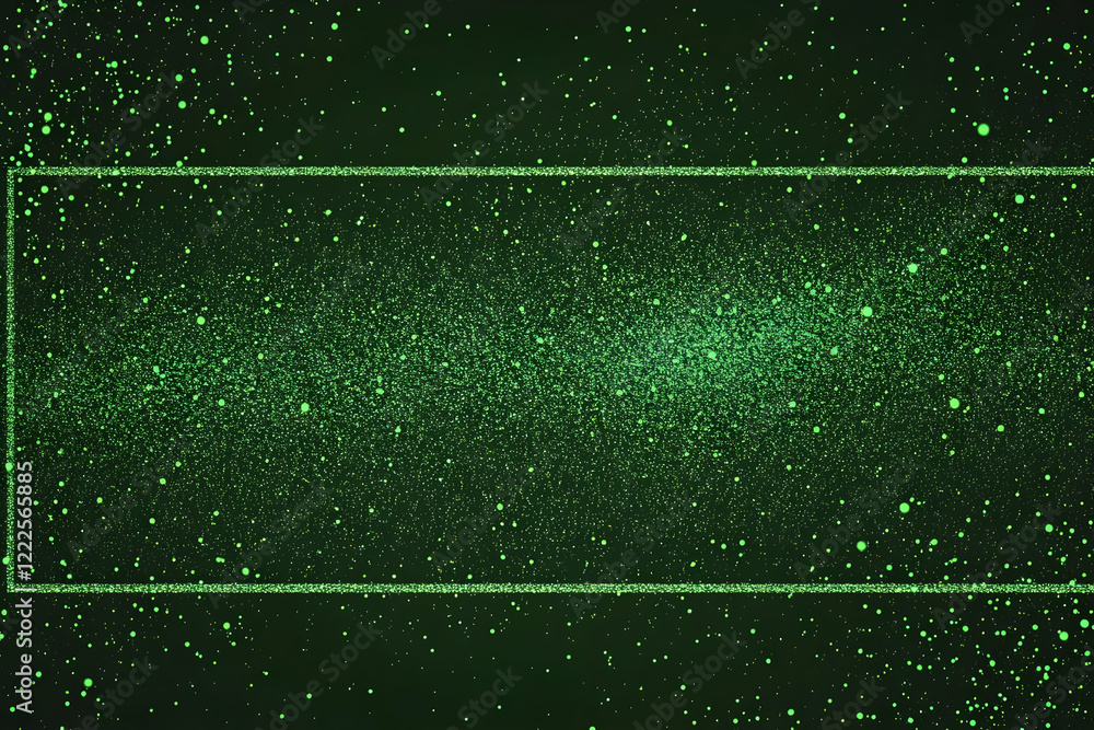 Poster green glitter sparkles on dark background with frame abstract background design elements
