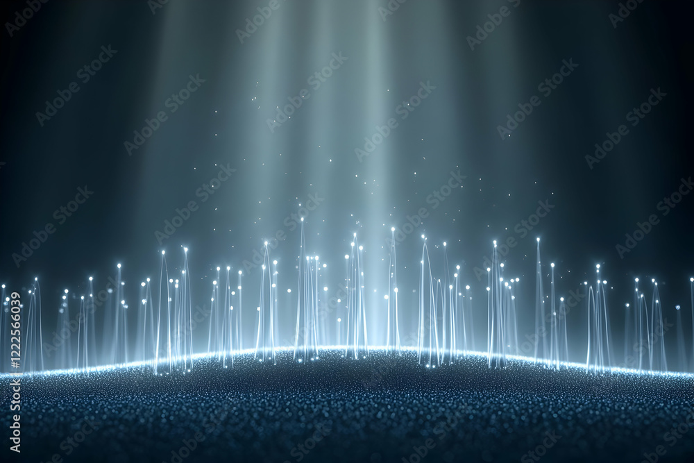 Aufkleber abstract background shows glowing lines and particles emanating from a textured surface with beams o