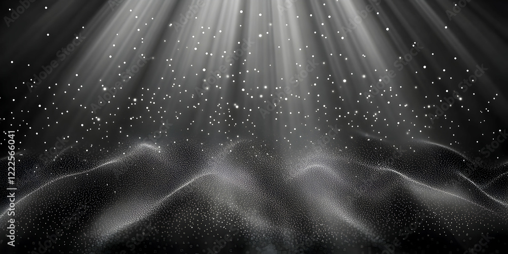 Poster abstract background with shining particles and light rays beautifully illuminated