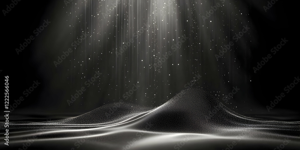 Aufkleber abstract background with light rays and particle waves on a dark surface creates a dramatic scene.