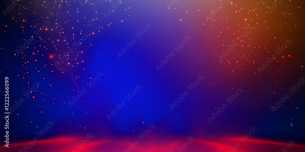 Aufkleber abstract background with floating particles on a gradient blue and red surface gently illuminated