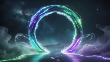 Obraz premium Glowing futuristic starry background with blue fractal energy and motion patterns