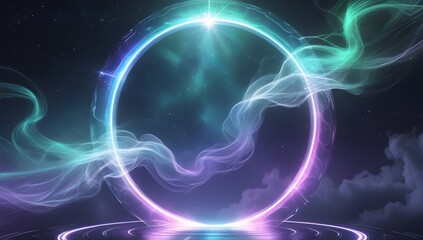 Glowing abstract blue smoke with futuristic wave patterns