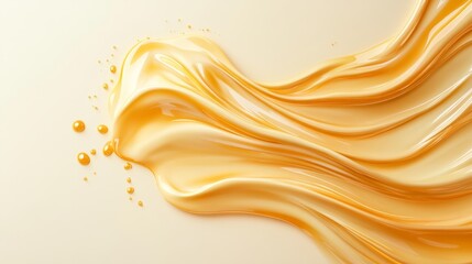 Fototapeta premium Abstract Golden Liquid Flowing in Swirls and Droplets