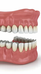 Obraz premium 3D Illustration of Teeth and Gums Showing Healthy and Unhealthy Teeth