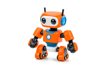 Vintage classic robot toy, isolated on white background