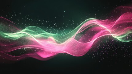 Obraz premium Vector aurora with dynamic waves of pink and green, ideal for sleek brand design elements.