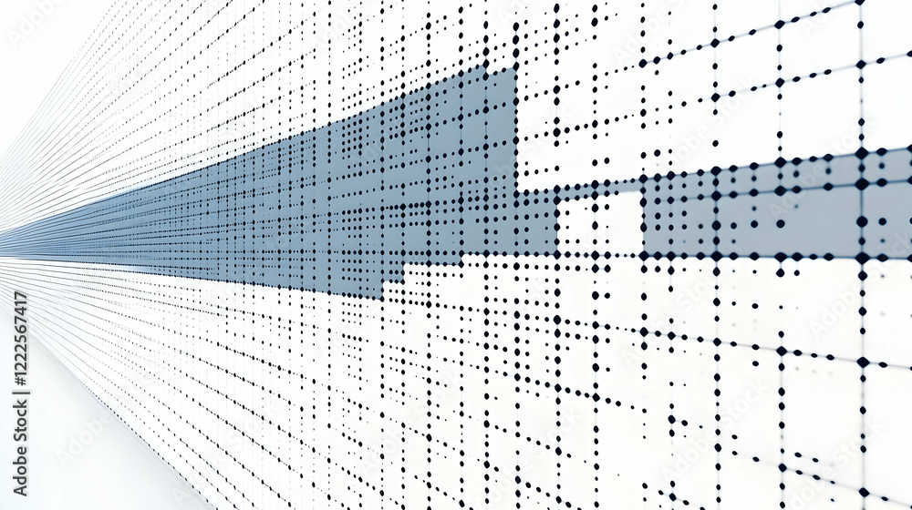 Aufkleber abstract 3d background with dotted grid pattern and perspective lines creates visual depth