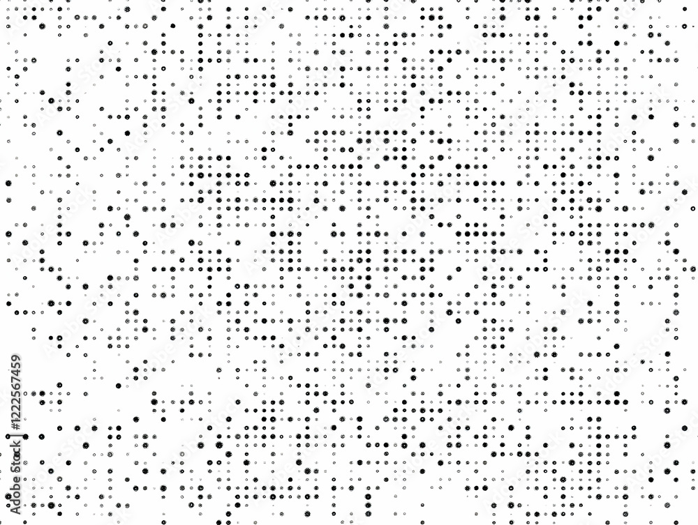 Aufkleber abstract background with scattered black circles of varying sizes on white, seamlessly tiled for ver