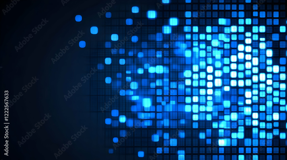 Poster abstract blue light square grid background creates a dynamic and modern visual design.