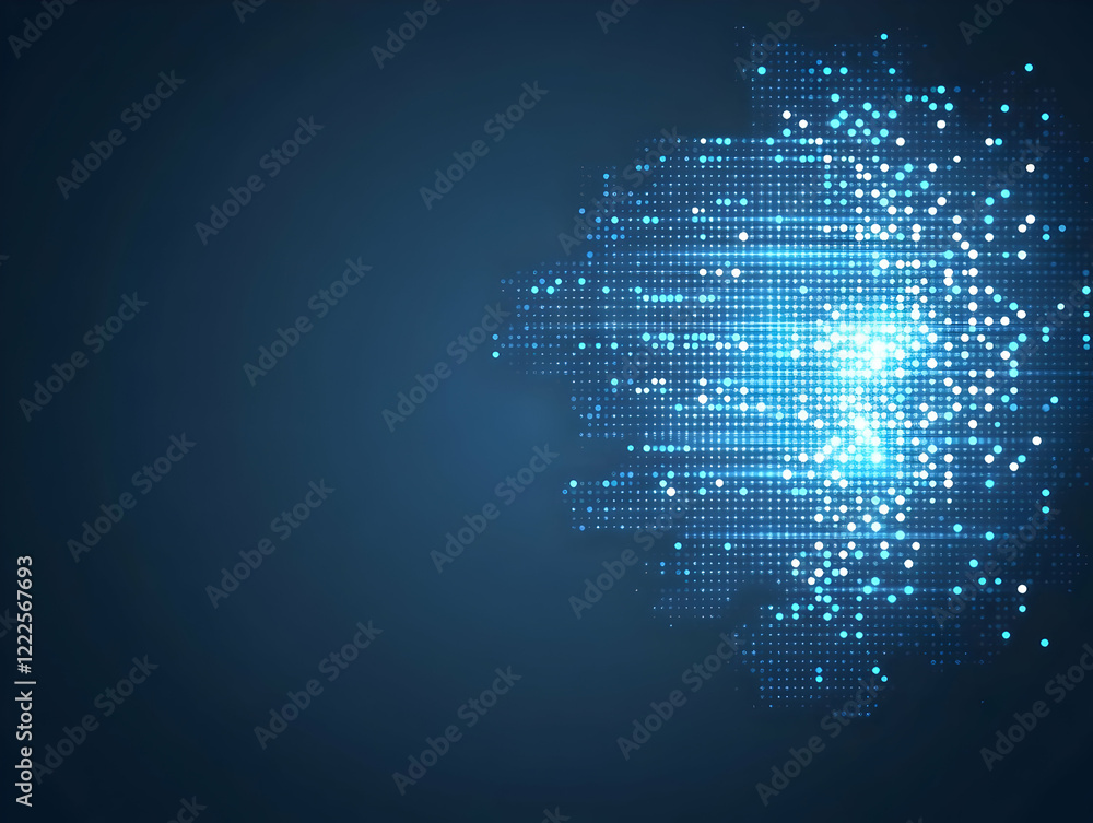 Aufkleber abstract blue background with glowing dots forms a dynamic visual with depth and texture