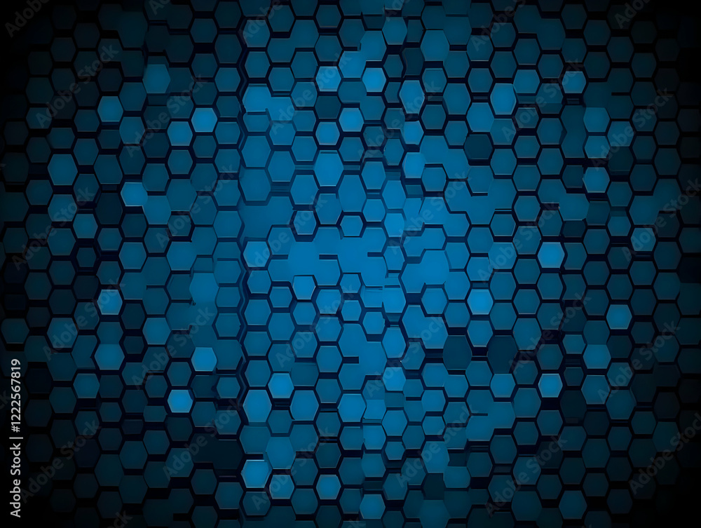 Poster dark blue hexagonal abstract background creates a futuristic and technological ambiance with a moder