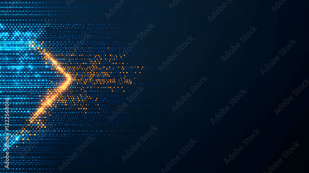 Aufkleber abstract background with blue and orange particles flowing dynamically