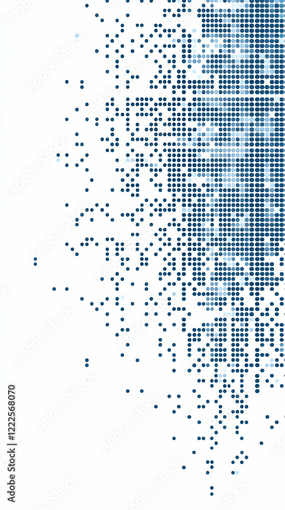 Poster Abstract Background with Blue Dots Dissolving into White Space Creates a Dynamic Visual.