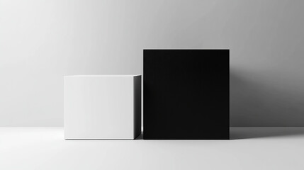 A black box leaning against a white box