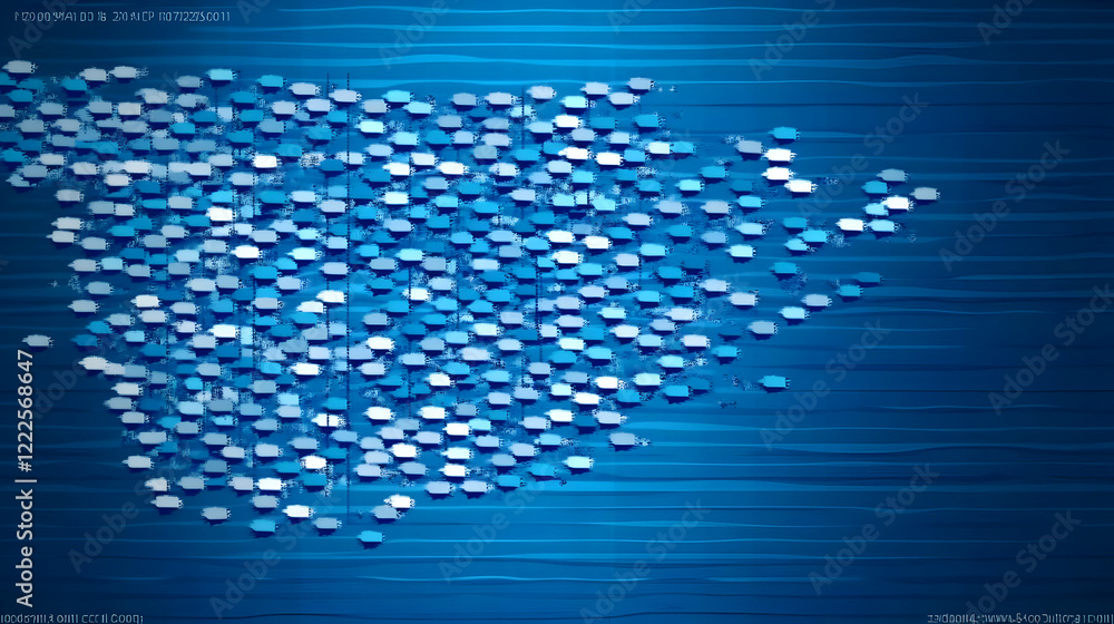 Poster abstract blue background with rounded squares creates textured visual interest