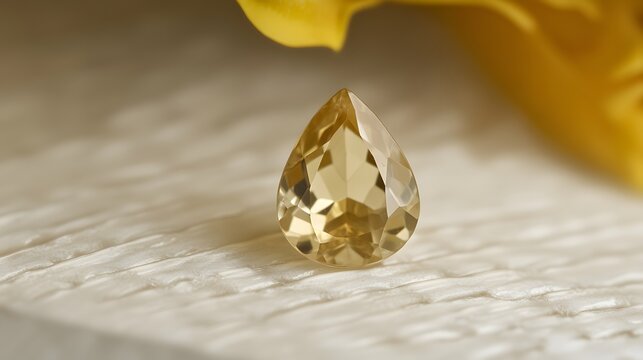 Stunning Pear-Shaped Yellow Topaz Gemstone Close-Up