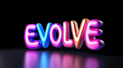Evolve A Vibrant 3D Text Rendering of Transformation and Growth