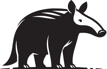Black Color Aardvark Silhouette Vector Illustration design, Solid White Background