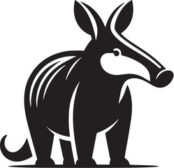 Black Color Aardvark Silhouette Vector Illustration design, Solid White Background