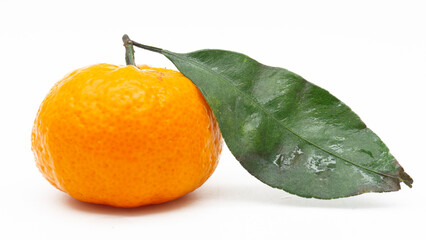 Tangerines. Close view on Fresh Mandarin Orange.  Isolated on White Background. Citrus. Sweet....