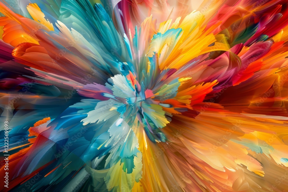 Aufkleber Dynamic burst of vibrant colors and shapes forming an abstract composition