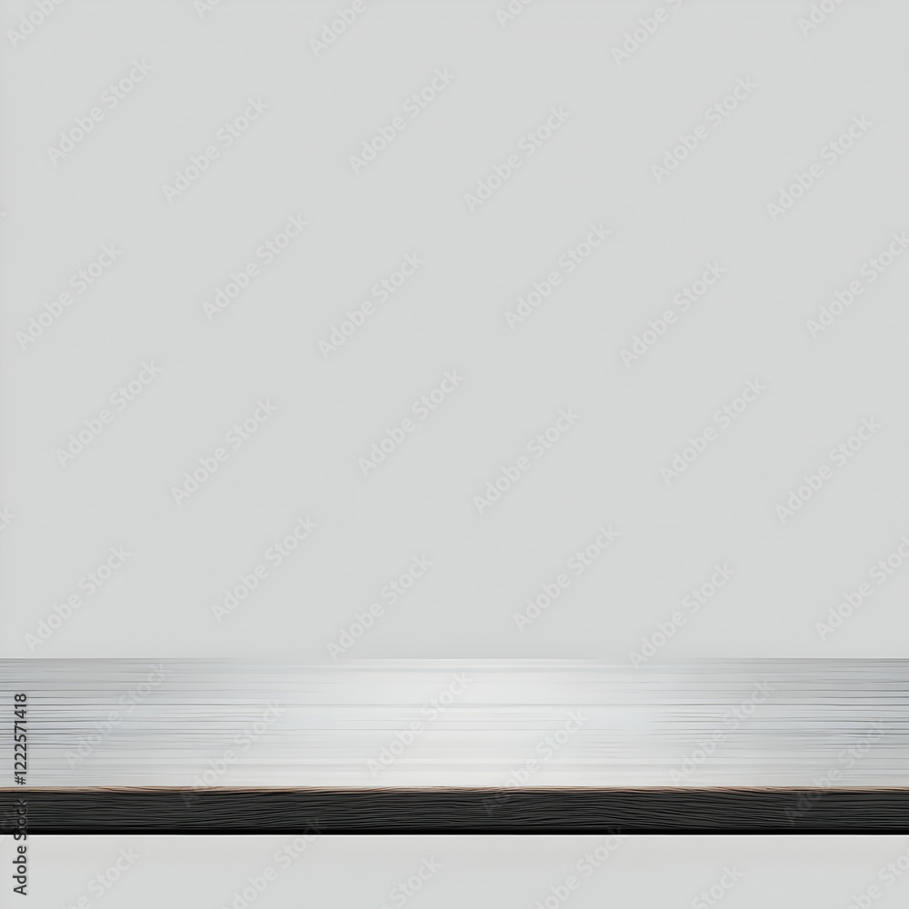 Poster empty wooden table top on gray background for product display and presentation