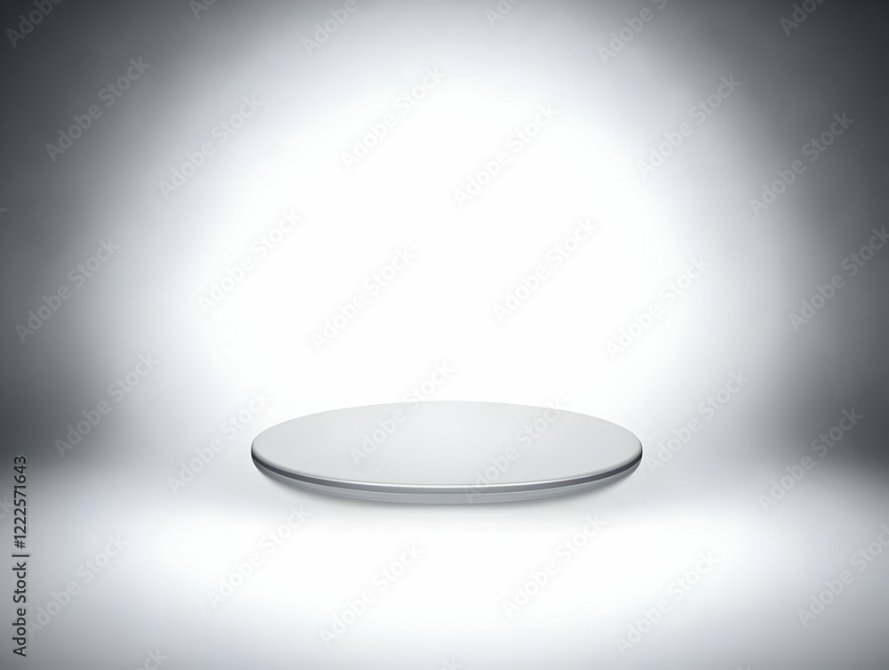 Aufkleber 3d rendering of a round white platform on a gradient gray background