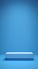 3D Empty Blue Platform Display Stand on a Blue Background with Clean Design for Product Placement.