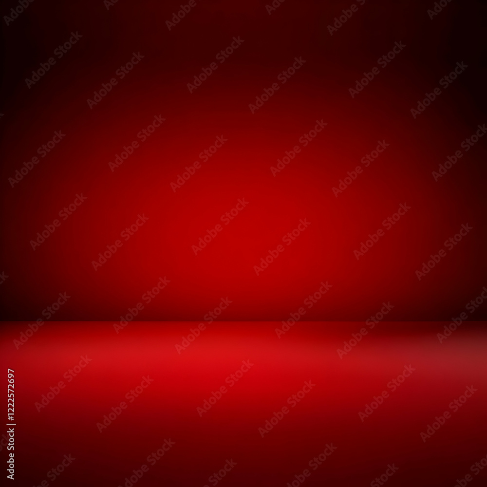 Poster Red Gradient Background Creates a Smooth and Elegant Empty Studio Space for Product Displays.