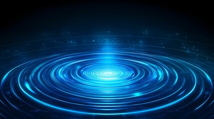 A vibrant blue ripple effect emanates from a central point, creating a mesmerizing wave pattern against a dark background.