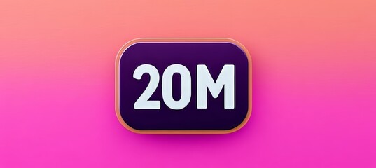 Rounded Square Social Media Icon With 20 Million Followers, Likes Or Views On Gradient Background