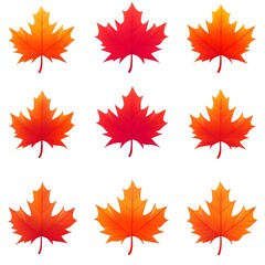 set of autumn leaves