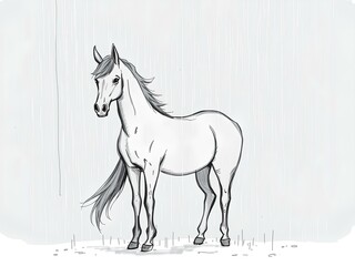 horse drawn in the snow