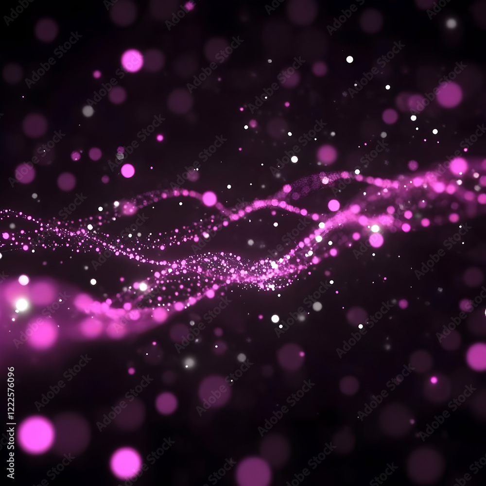 Poster abstract pink particles flowing gracefully with bokeh effect background