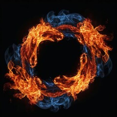 Fototapeta premium Fiery Display of Flames with Blue Hints.jpeg