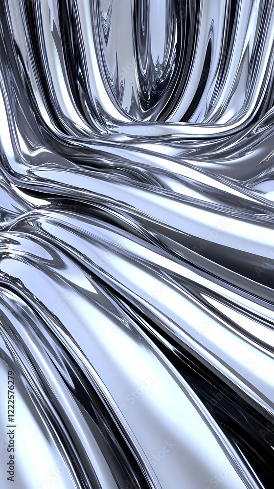 Aufkleber abstract 3d render of flowing metallic waves