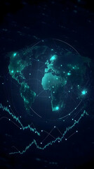 Digital Globe Shows Interconnected Network with Market Trends and Data Analysis Visually